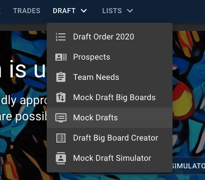 New Draft Pages Dropdown